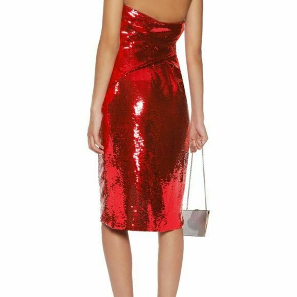 SOLD! AW15 Red Wrpeffect Sequined Crepe Halterneck Dress - Picture 11 of 11